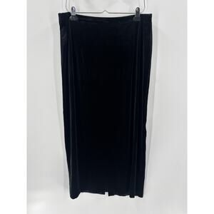 Vintage After Dark Velvet Skirt Womens 18 Black Elastic Waist Stretchy Midi Maxi